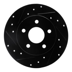 Chevrolet Malibu Brake Rotor (1) - Rear Left - R1 Concepts - Drilled & Slotted - Black - `04-`12